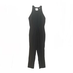 Doe & Rae Black Sleeveless Jumpsuit Drawstring Waist Tapered Leg Women's Size M‎